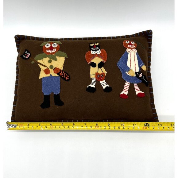 Vintage Bethany Lowe Halloween Pillow Decorative Throw Felt Jack O Lantern Cat - Picture 8 of 10